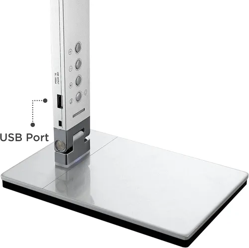 Miniatura 5 de 360 Lighting Jett - Lámpara de mesa moderna de escritorio de 16 1/2 pulgadas de alto con puerto de carga USB y luz nocturna LED de aluminio plateado