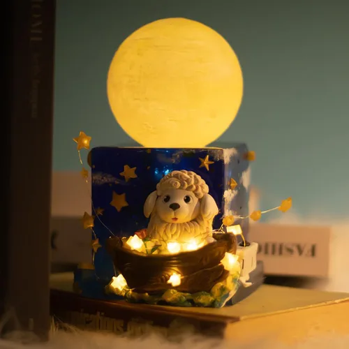 Miniatura 5 de Lámpara de resina de silicona molde cubo soporte de bombilla con enchufe de luz 4.5 pulgadas de alto