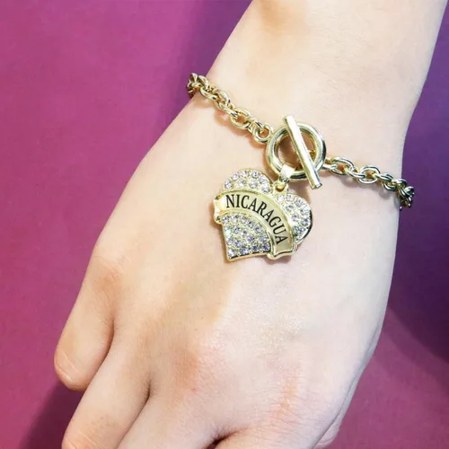 Miniatura 3 de Inspired Silver - Pulsera de oro con dije de corazón pavé con joyas de circonita cúbica