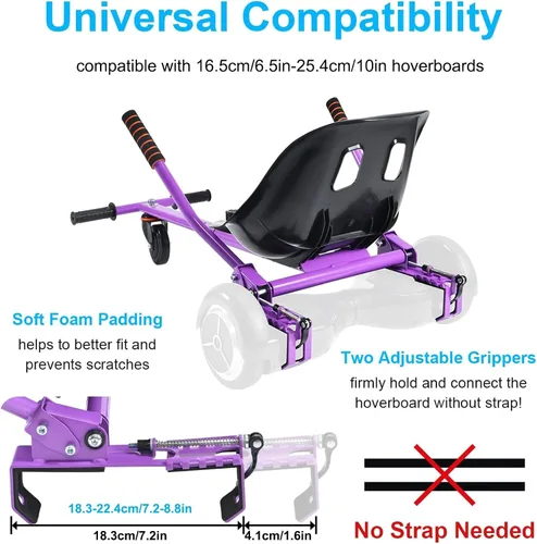 Miniatura 4 de Hishine Accesorio de asiento para aeropatineta de 6.5 a 10 pulgadas, diseño mejorado sin necesidad de correas de velcro, kit de conversión Go Kart