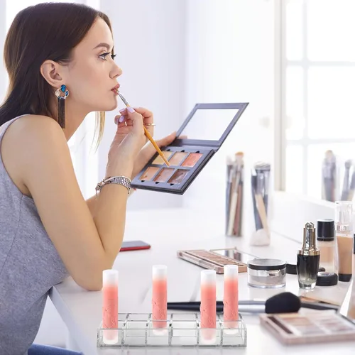 Miniatura 5 de Kigley Organizador de lápiz labial transparente, soporte acrílico para brillo de labios, estuche de exhibición de lápiz labial para mujeres, muestra