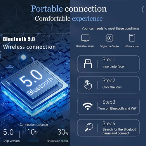 Miniatura 7 de CarPlay Wireless Adapter for BMW X6 xDrive40i M50i M, USB Design Plug and Play Bluetooth Fast Connection Car Accessories,A-Black
