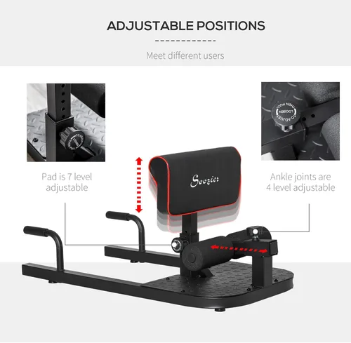 Miniatura 3 de Soozier 3-in-1 Padded Push Up Sit Up Deep Sissy Squat Machine Home Gym Fitness Equipment Negro