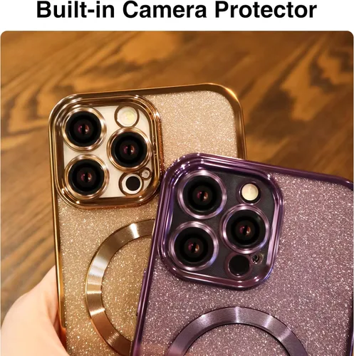 Miniatura 3 de Bonita funda ondulada con purpurina para iPhone 14 Pro Max, funda Kawaii Bling Sparkle para mujeres y niñas, marco ondulado de TPU suave delgado