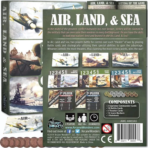 Miniatura 2 de Paquete de bolsa con cordón y fichas compatibles con juego de cartas de aire, tierra y mar, un juego de cartas rápidas de la Segunda Guerra Mundial