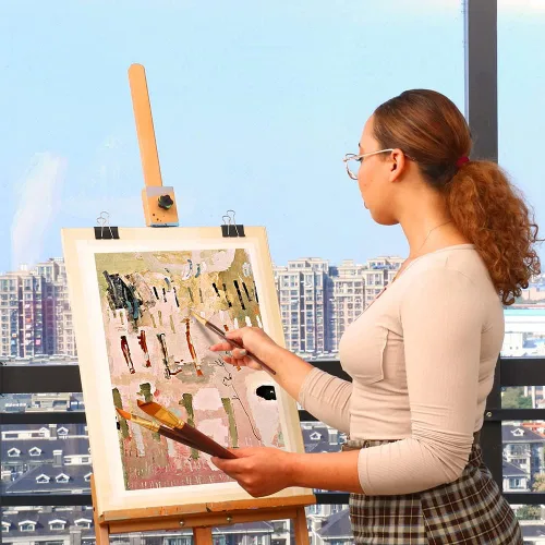 Miniatura 2 de Transon Juego de pinceles de pintura larga profesional para artistas, 16 piezas, con estuche para pinceles, surtido para acuarela, acrílico, 16