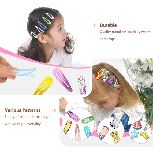 Miniatura 2 de Funtopia Pinzas para el cabello para niñas, 100 piezas de broches de metal antideslizantes, pasadores para niños, adolescentes y mujeres, lindos
