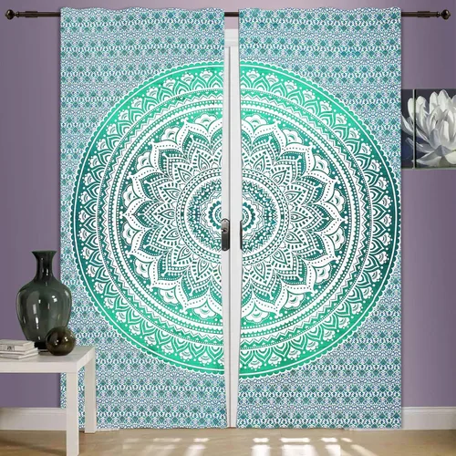 Miniatura 18 de Cortinas de ventana de mandala hippie indio, gitano, bohemio, sol, luna, hermosas cortinas para dormitorio, sala de estar, balcón, cenefa