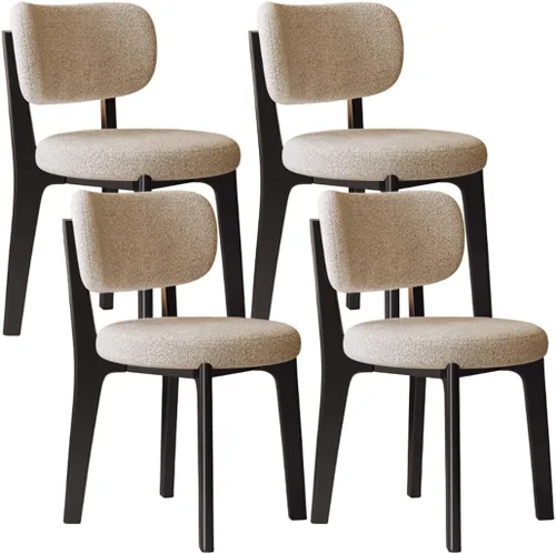 Miniatura 66 de YVYKFZD Solid Wood Dining Chairs, Fabric Dining Room Chair Set of 2/4/6, Upholstered Kitchen Chairs with Curved Backrest, Armless Living Room Chair