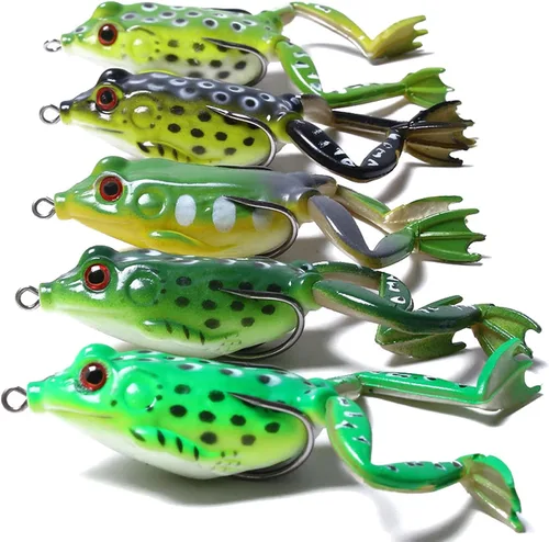 Miniatura 7 de Señuelo de rana, señuelos de pesca de topwater, señuelos de rana para pesca de lubina, cebos suaves de rana de agua superior con señuelos de pesca