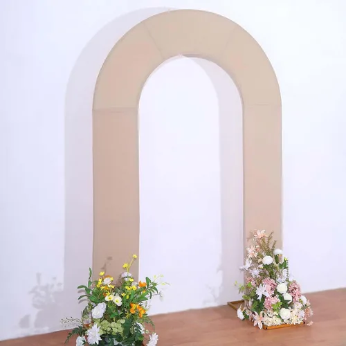 Miniatura 13 de Efavormart - Funda de arco abierto de elastano beige de 7 pies, doble cara, ajuste cómodo, en forma de U, para bodas escandalosas y decoración