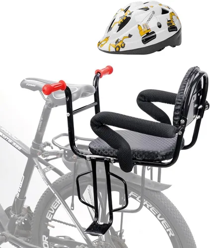 Miniatura 7 de Asiento trasero de bicicleta para niños con respaldo grueso, asiento trasero de bicicleta para niños de 2 a 8 años, talla única (negro, a)