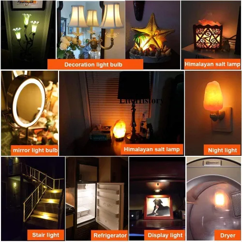 Miniatura 2 de Yi Lighting T22 T7 1W LED Bombillas de luz nocturna E12 Base 150lm 15W equivalente a la sal del Himalaya bombilla de lámpara 2700K (2)