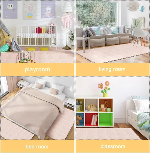 Miniatura 6 de Shihanee Alfombrillas de espuma para el suelo, tapetes de juego a granel con bordes entrelazados para gimnasio, guardería, dormitorio