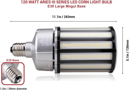 Miniatura 2 de RuggedGrade Serie Aries III de 120 W - Bombilla LED de maíz - 16,400 lúmenes - Blanco brillante 5000K - Base E39 - Regulable - Protección contra