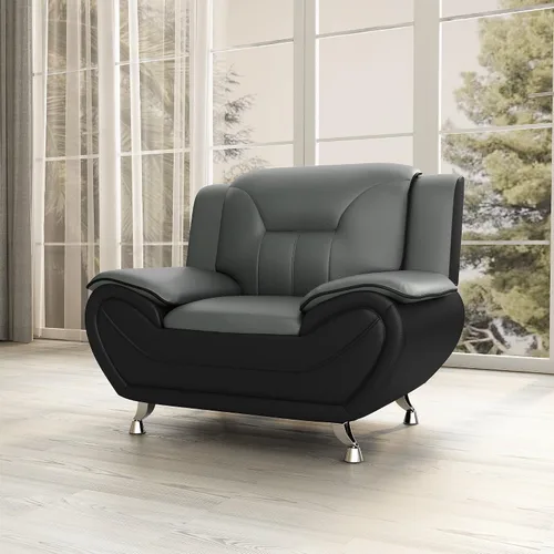 Miniatura 7 de Container Furniture Direct Silla y sofá de piel sintética de estilo moderno con reposabrazos extra cómodos, ideal para sala de estar, dormitorio u