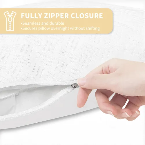 Miniatura 4 de Safe and Sound Protector de almohada impermeable con cremallera, funda de almohada suave y transpirable de microfibra tamaño estándar, funda