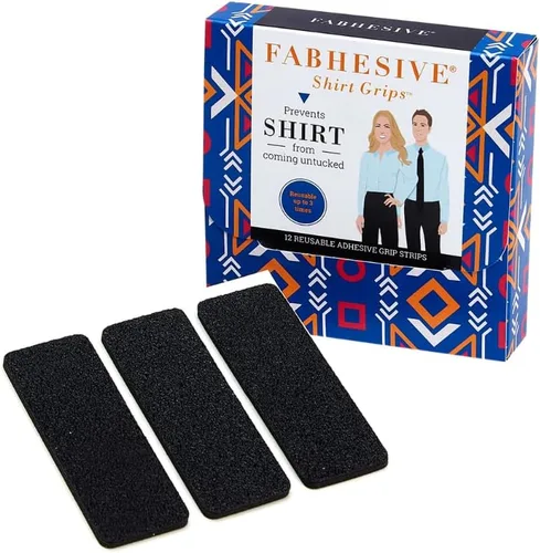 Fabhesive Shirt Grips -Keep Shirts Tucked, Non-Slip Gripper Tape for Waistband, 12 Reusable Adhesive Strips