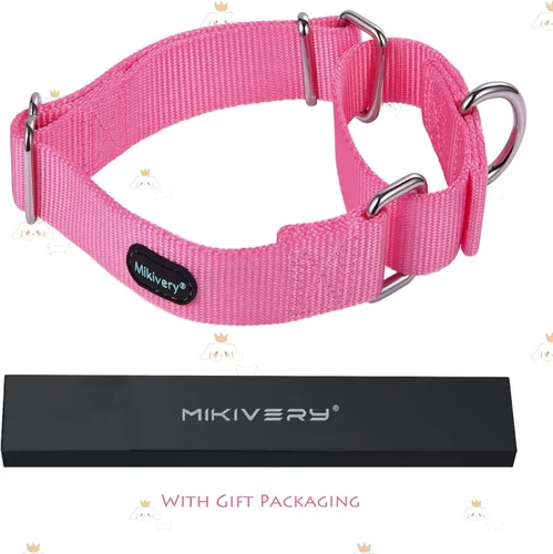 Miniatura 2 de Mikivery Martingale - Collar de nailon ajustable y de entrenamiento de seguridad, colorido y cómodo, con hebilla de metal, collares para mascotas