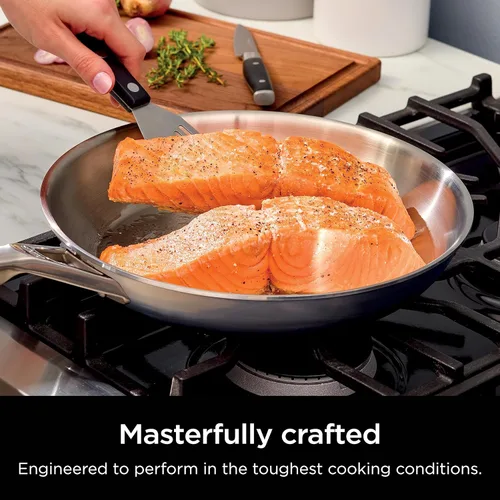 Miniatura 2 de Ninja EverClad - Sartén de acero inoxidable de grado comercial de 26 cm, sartén tricapa, apta para horno hasta 600°F, compatible con todas