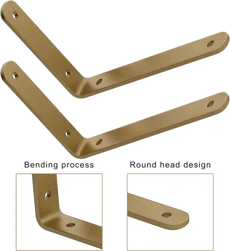 Miniatura 6 de Pxzybd Soporte de estante en forma de L, soporte de estante de metal, soportes angulares de bricolaje, con tornillos, soportes flotantes montados