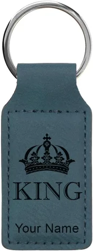 Miniatura 9 de Llavero rectangular, corona de rey, grabado personalizado incluido, Bambú