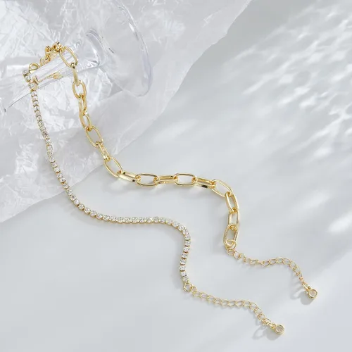Miniatura 5 de Aprilery Pulseras de oro para mujer, delicadas pulseras de oro de 14 quilates con clip de papel con estaca ajustable en capas, joyería