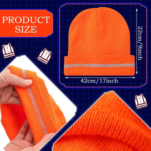Miniatura 3 de Funtery Chaleco de caza naranja de alta visibilidad, chaleco de caza con cremallera y bolsillo, ropa de construcción con rayas reflectantes