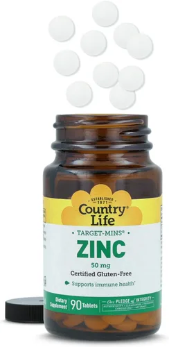 Miniatura 7 de Country Life Target-Mins Zinc 50 mg 90 tabletas – Suplementos de zinc para la salud inmune – Zinc 50mg – Soporte de zinc