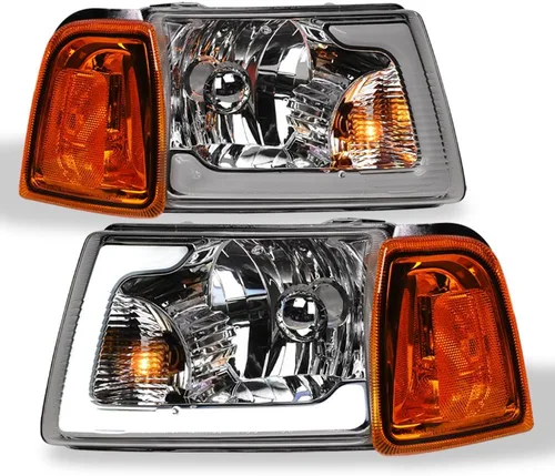 Miniatura 10 de 7422448582543 Compatible con 2001-2011 Ford Ranger Switchback Barra de tira LED secuencial de luces delanteras con carcasa negra y lámparas de señal