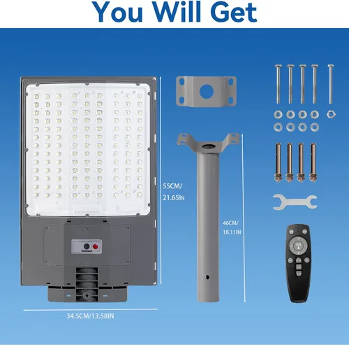 Miniatura 2 de 8500 W de luces solares de calle para exteriores, 550,000 lm, 7000 K, luces solares para estacionamiento del atardecer al amanecer, 35,000 mAh
