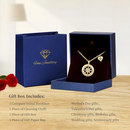 Miniatura 5 de Peeshow Letter Necklace for Women 18k Gold Compass Initial Necklaces for Her Gift for Wife Jewelry on Anniversary Birthday Gifts for Wife form