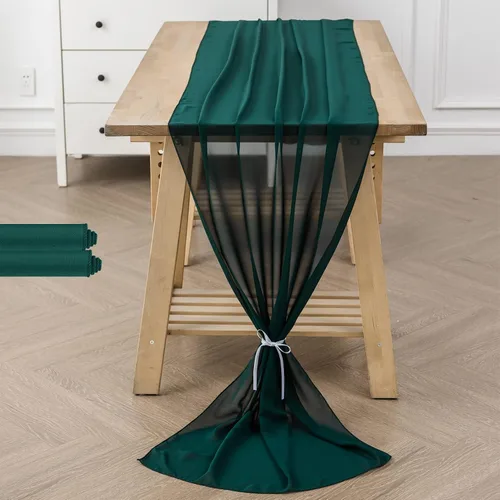 Miniatura 44 de Paquete de 2 caminos de mesa de gasa de 10 pies de 29 x 120 pulgadas, camino de mesa romántico transparente para boda, fiesta de cumpleaños