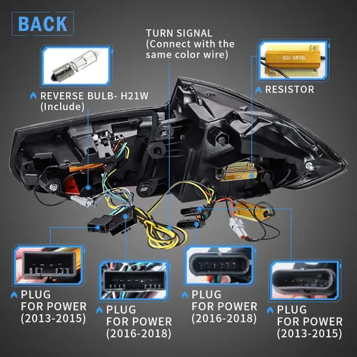 Miniatura 5 de VLAND Luces traseras LED compatibles con BMW Serie 3 BMW F30 F35 F80 320i 328i 328D 335i M3 6ª generación sedán 13-18 con intermitentes ámbar