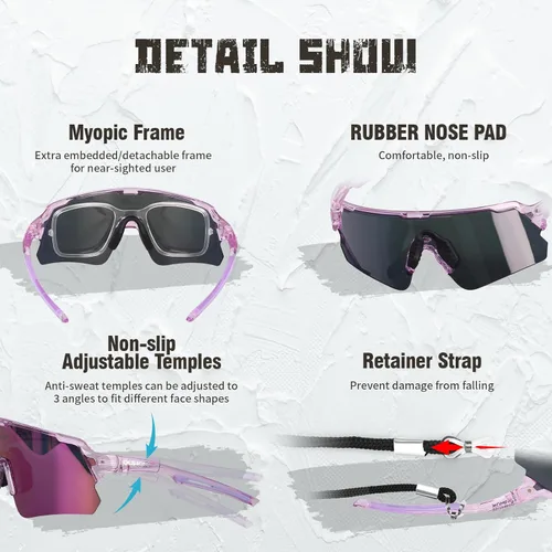 Miniatura 3 de Gafas de ciclismo polarizadas para hombres, mujeres y jóvenes, UV400, gafas de sol para bicicleta de montaña, MTB, correr, pesca, béisbol Marco