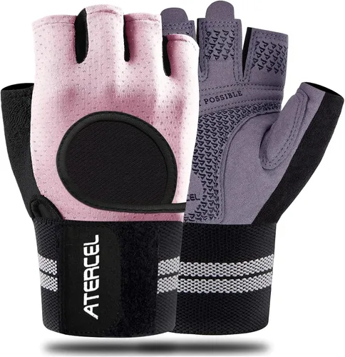 Miniatura 9 de ATERCEL Guantes de entrenamiento transpirables con soporte de muñeca para gimnasio, ejercicio, dominadas, súper ligeros para hombres y mujeres