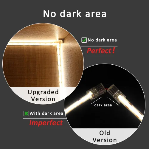 Miniatura 2 de MJJC 6 conectores de esquina de luz LED COB de 2 pines de 0.394 in, en forma de L, tira de 90 grados para tira de conectores rápidos sin soldadura
