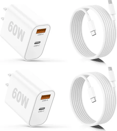 Miniatura 22 de Cargador para iPhone 17/16/15 Pro/Pro Max, cargador de pared USB-C de doble puerto con PD 40 W y carga rápida QC 20 W, cable USB-C de 10 pies