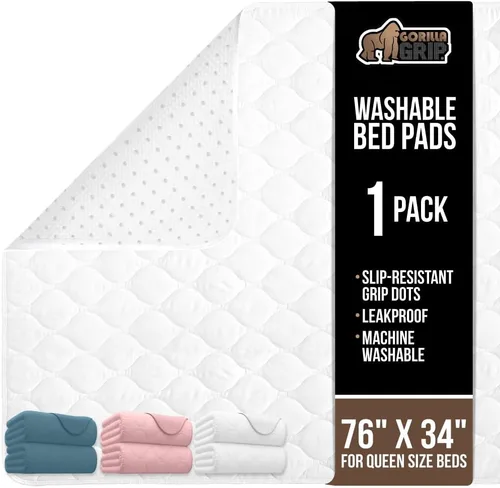 Miniatura 10 de GORILLA GRIP Almohadillas lavables, impermeables, reutilizables, de gran absorción, para incontinencia, a prueba de fugas, protector antideslizante