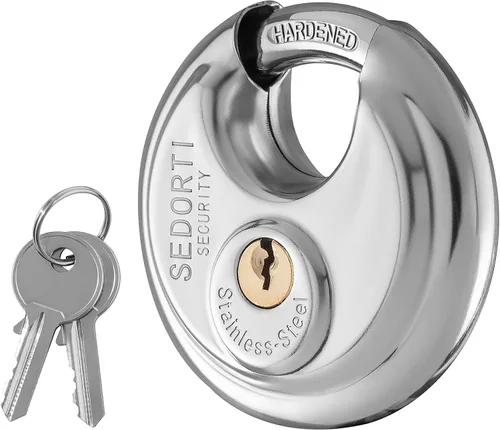 Miniatura 3 de SEDORTI Paquete de 10 candados de disco con llaves iguales, 2-3/4 pulgadas de ancho, cerradura redonda de acero inoxidable 304, cerradura