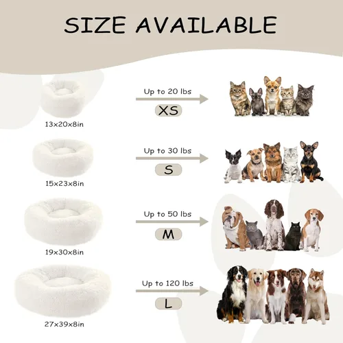Miniatura 4 de Bunlitent Cama para perro de 23 pulgadas, cama calmante antiansiedad para perros pequeños, cama de dona, cálida, acogedora, suave, linda, redonda