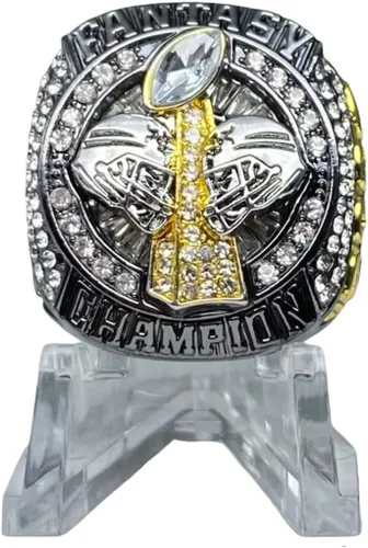 Legacy Rings Anillo de trofeo del campeonato de fútbol de fantasía 2023 | Gunmetal y tono dorado | Premio para campeón FFL talla 11