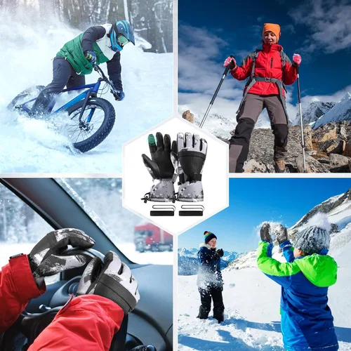 Miniatura 5 de Guantes para clima frío, guantes de esquí, guantes de nieve, guantes de invierno impermeables, hombres y mujeres, para padres e hijos