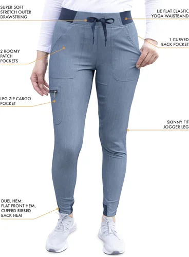 Miniatura 4 de Adar Pro - Conjunto de ropa quirúrgica con mejora de movimiento para mujer, blusa médica con cuello en V y pantalón médico deportivo y para yoga