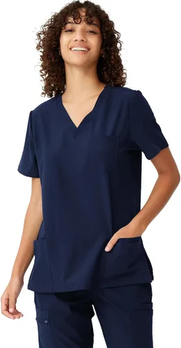 Miniatura 21 de floralhue Uniformes médicos para mujeres, blusas de uniforme médico suaves con cuello en V, uniforme médico elástico con 4 bolsillos, transpirable