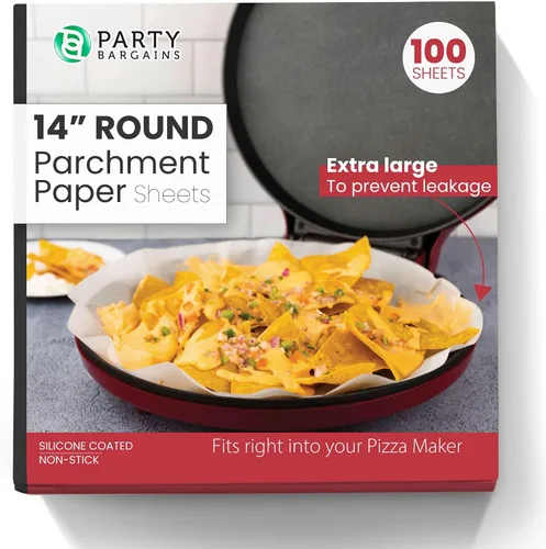Party Bargains Hojas redondas de papel pergamino de 14 pulgadas para hornear y cocinar – 100 revestimientos antiadherentes aptos para horno para