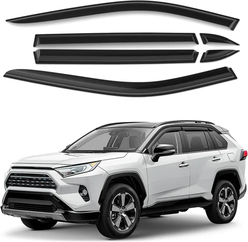 Miniatura 20 de Deflectores de ventana tintados ahumados con cinta adhesiva para ventana lateral, deflectores de lluvia compatibles con Toyota RAV4 2019-2025 - 4