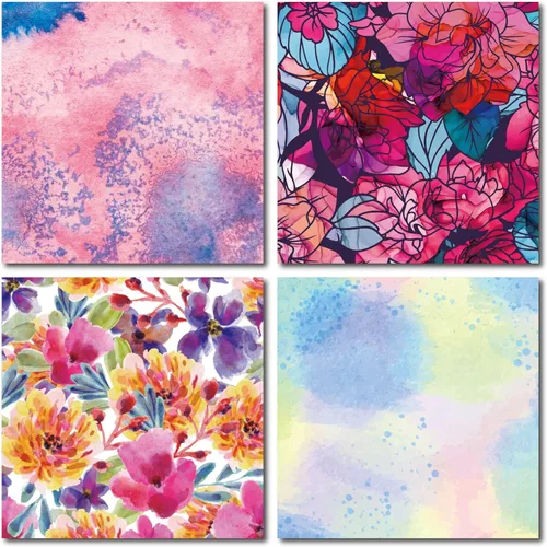 Miniatura 6 de paquete de papel decorativo para álbumes de recortes de 48 hojas 6 X 6.5 - Acuarela Flora - para elaboración de tarjetas, diario, planificador