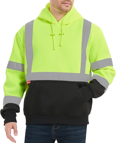 ProtectX Hi Vis - Sudadera con capucha para hombres y mujeres, de alta visibilidad, reflectante, con bolsillos, para construcción, trabajo, clase 3