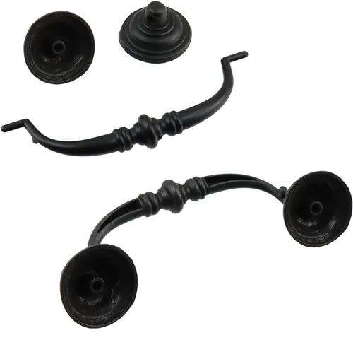 Miniatura 3 de MY MIRONEY 4 tiradores negros antiguos para cajones, manijas de cajón estilo desgastado y elegante, manijas de giro para gabinete, aparador